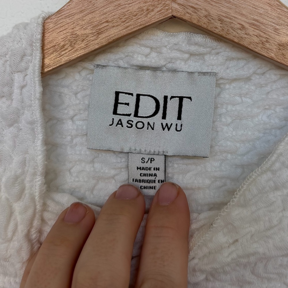 Jason Wu Edit by Jason Wu Mock Neck Textured Long Sleeve White Shirt Small - Picture 4 of 6